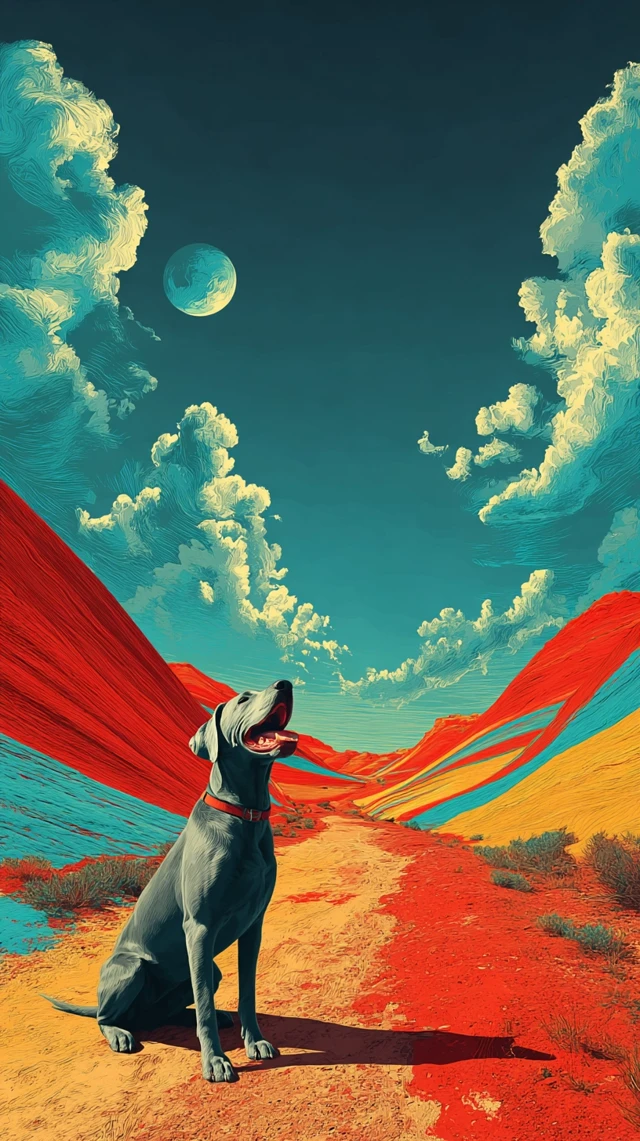 Dog on Mars Happy and Having Fun