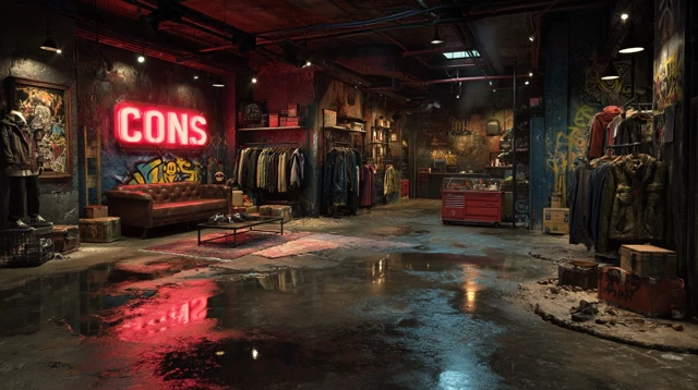 Cyberpunk Mens Fashion Store CONS Interior Design