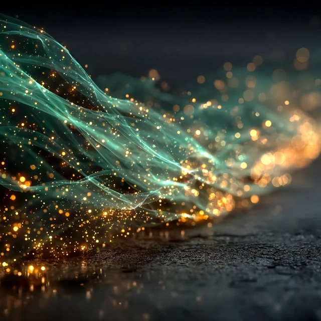 3D Abstract Energy Wave with Particle Glow