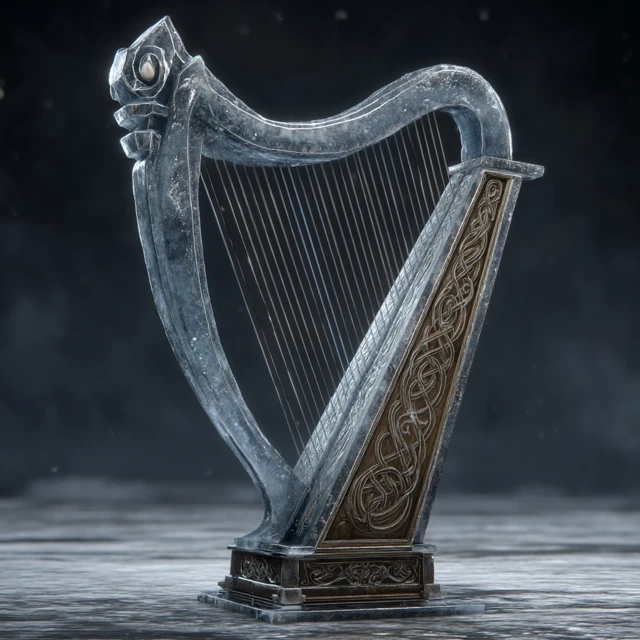 Ice Harp Medieval Celtic Instrument 3D Art