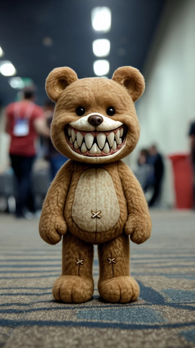 Evil Teddy Bear at Convention Creepy Plushie