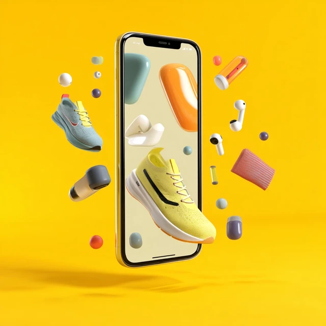 Sportswear Accessories Emerging from Phone 3D Render