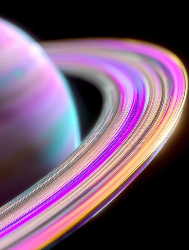 Enigmatic Planet with Swirling Rings in Vibrant Colors