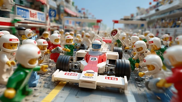 Lego F1 Pit Stop Scene Detailed and Dynamic