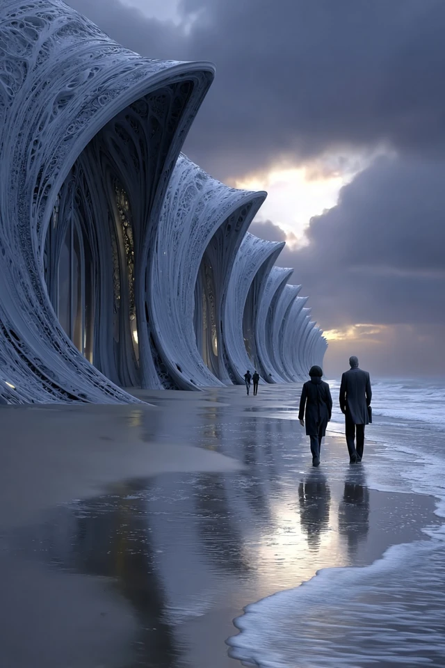 Alien Cathedral on a Beach Winter Sunrise