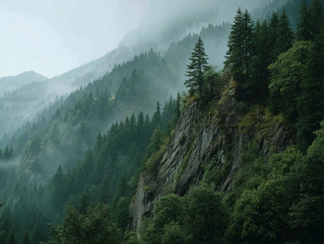 Misty Forest Mountain Landscape Nature Scene