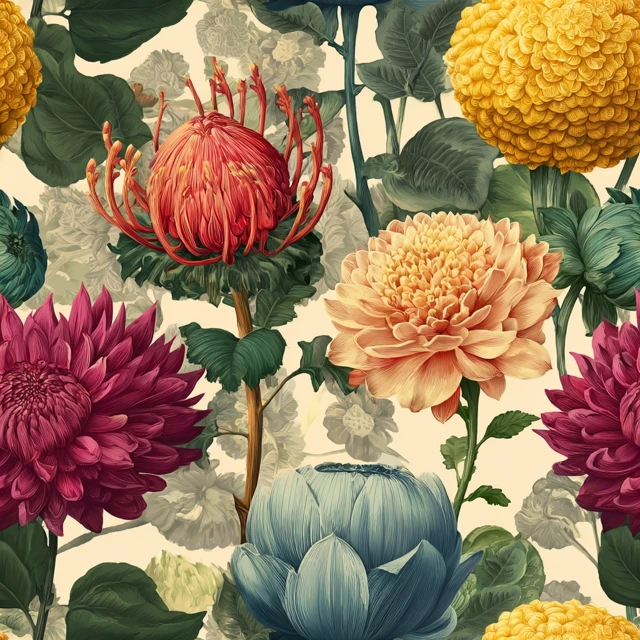 Botanical Flower Pattern Floral Design Illustration