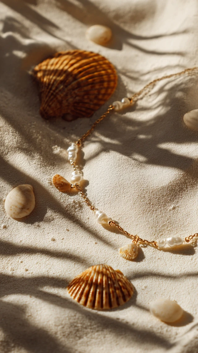 Handmade Pearl Seashell Necklace Coastal Elegance