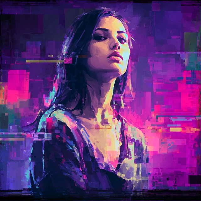 Glitched Portrait of a Woman Artistic Illustration