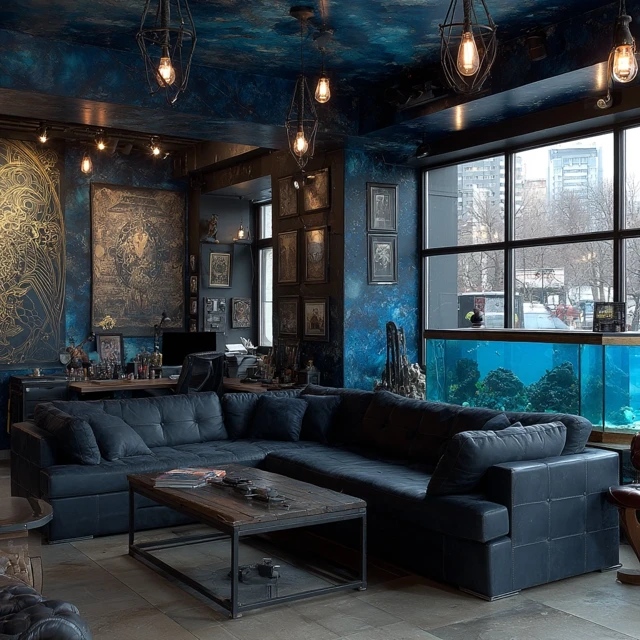 Tattoo Studio Interior Design Minimalist Black Furniture