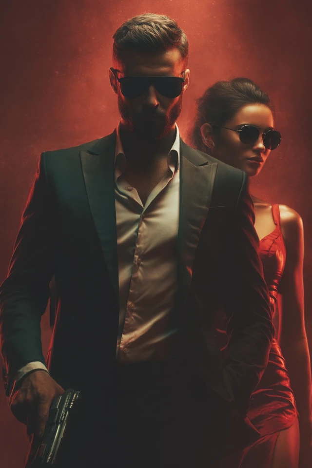 Action Movie Poster Man and Woman Cinematic Style