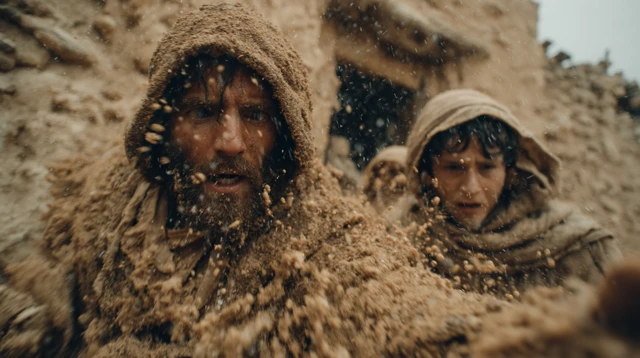 Biblical Scene Storm Floods Village