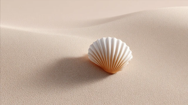 Seashell on Pastel Sand Minimalist Beach Concept