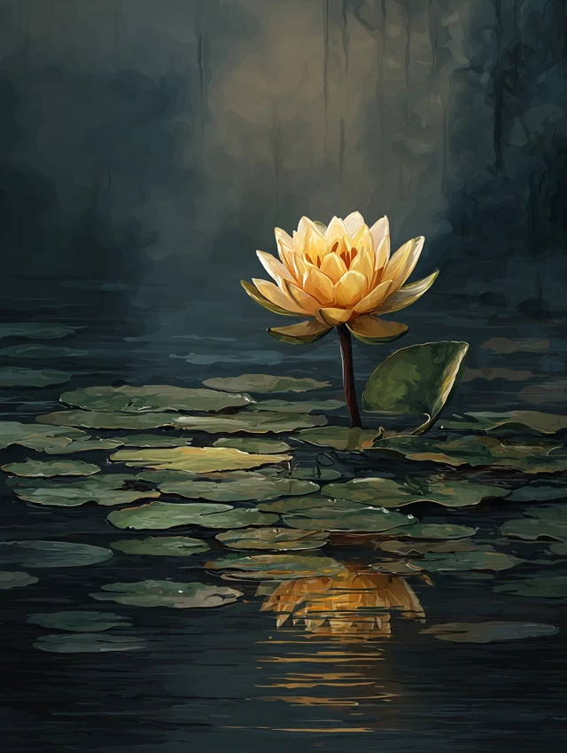 Lotus Flower in Mist Minimalist Art