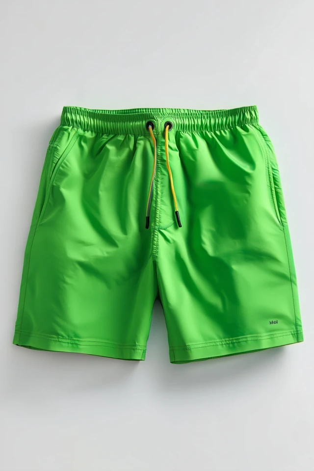 Mens Lime Green Swim Shorts Ecommerce Photo