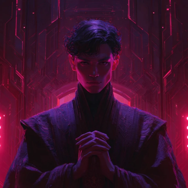 Cyberpunk Supermodel in Purple Robes Digital Art