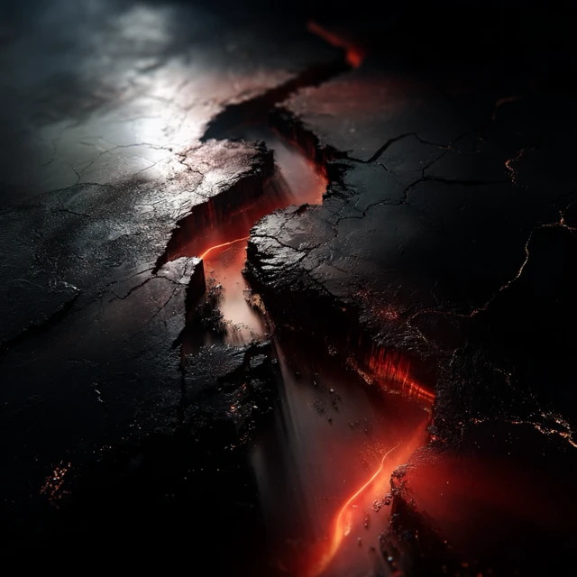 Russia Topographic Map with Glowing Magma Fissure