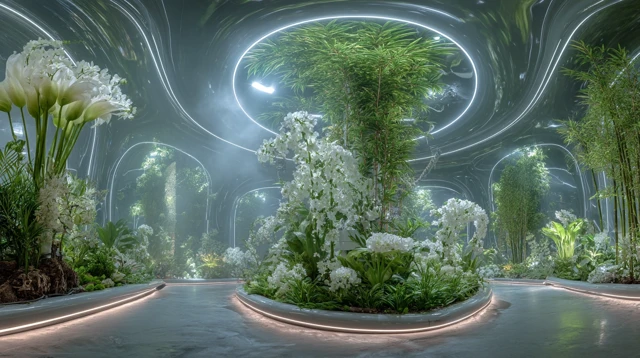 Futuristic Greenhouse Interior Design Ecological Oasis