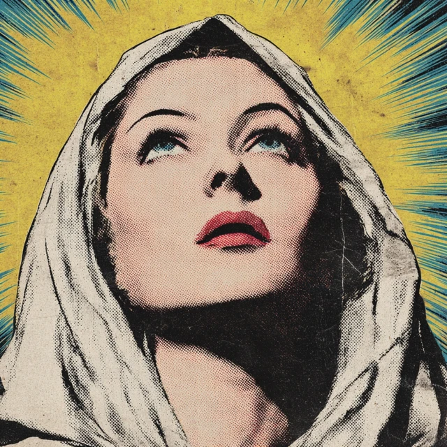 Holy Mary Vintage Comic Illustration