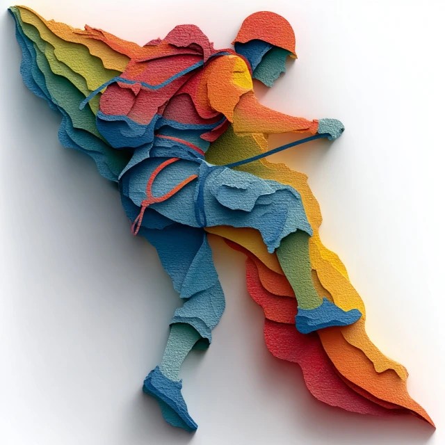 Paper Cutout Rock Climber 3D Art