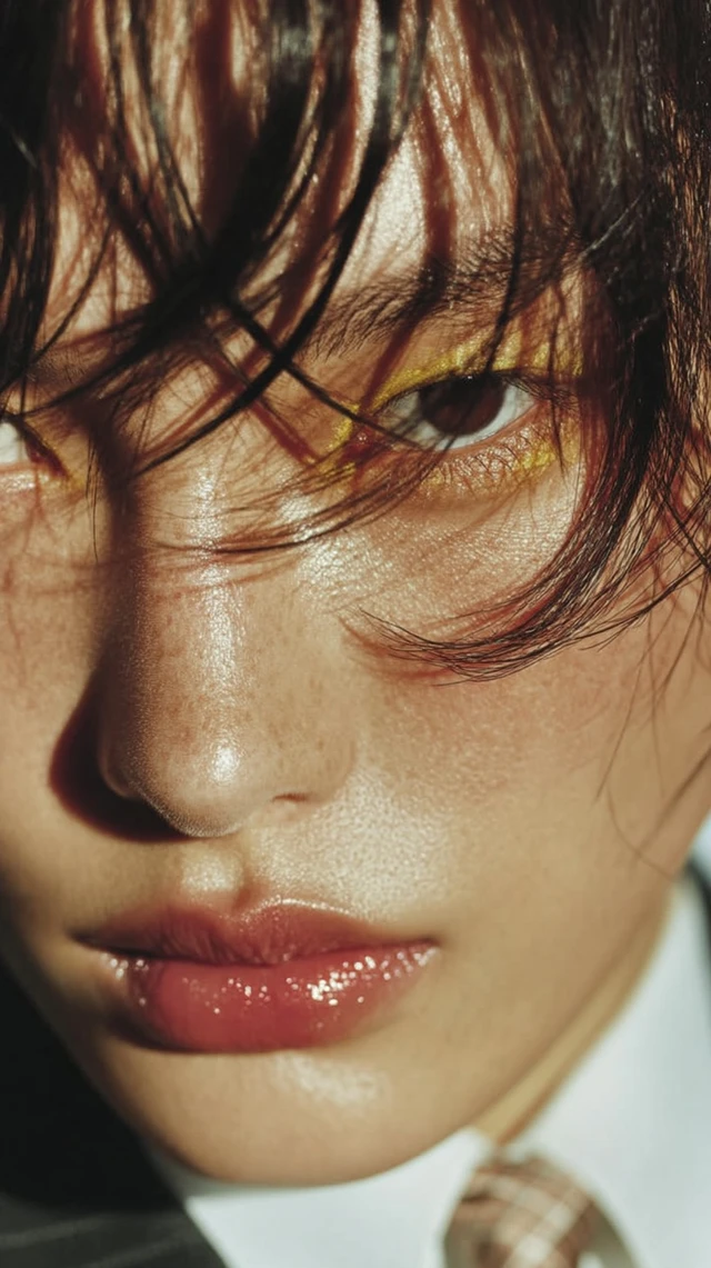 Androgynous Fashion Portrait in Golden Haze