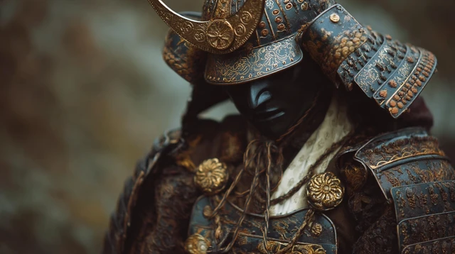 Samurai in Armor Photo Kodak Portra Film Muted Colors