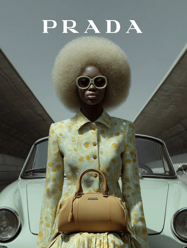 Prada Campaign Sudanese Model 60s Mod Fashion Pastel Colors