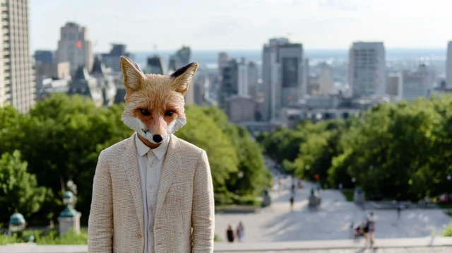 Fox in a Suit Cityscape Daytime