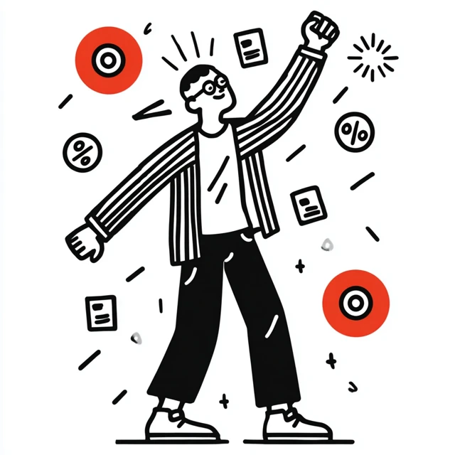 Happy Man Celebrating Achievement Illustration
