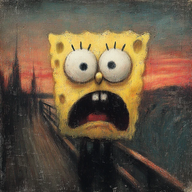 SpongeBob Screams Edward Munch Painting Parody