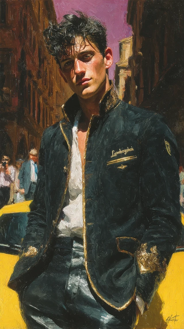 Fiery Italian Man in Milan Lamborghini Style