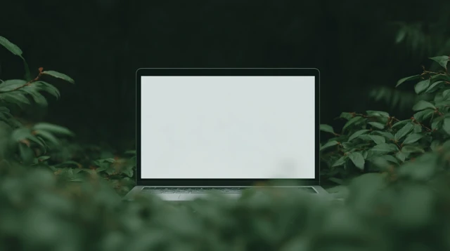 Laptop in Nature Hyperrealistic Render
