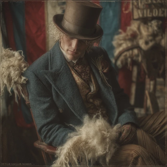 Elegant Poet in Blue and Gold Costume