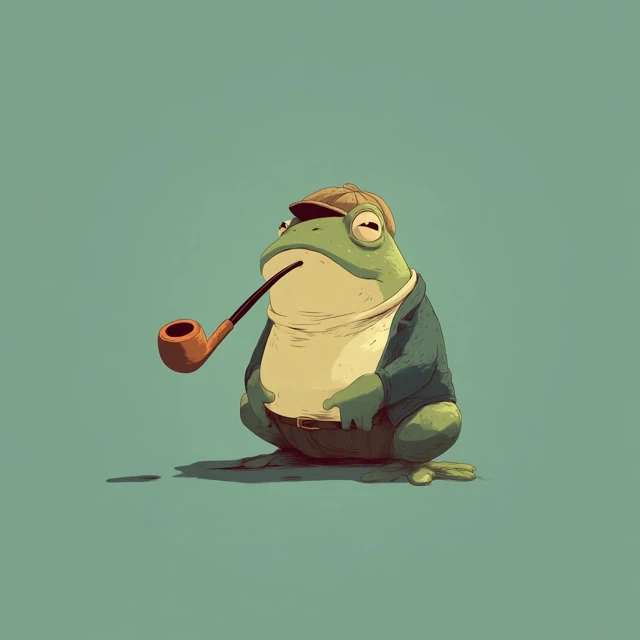 Cartoon Frog with Pipe and Hat