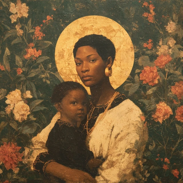 Black Mother and Child Renaissance Painting