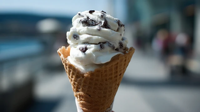 Delicious Vanilla Ice Cream Cone Dessert Treat
