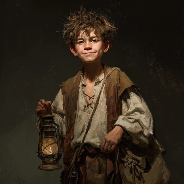 Renaissance Lamp Lighter Boy DnD Style High Definition
