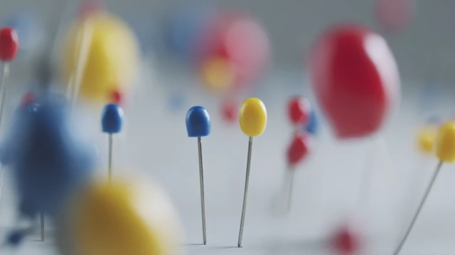Colorful Pushpins Close Up Slow Motion