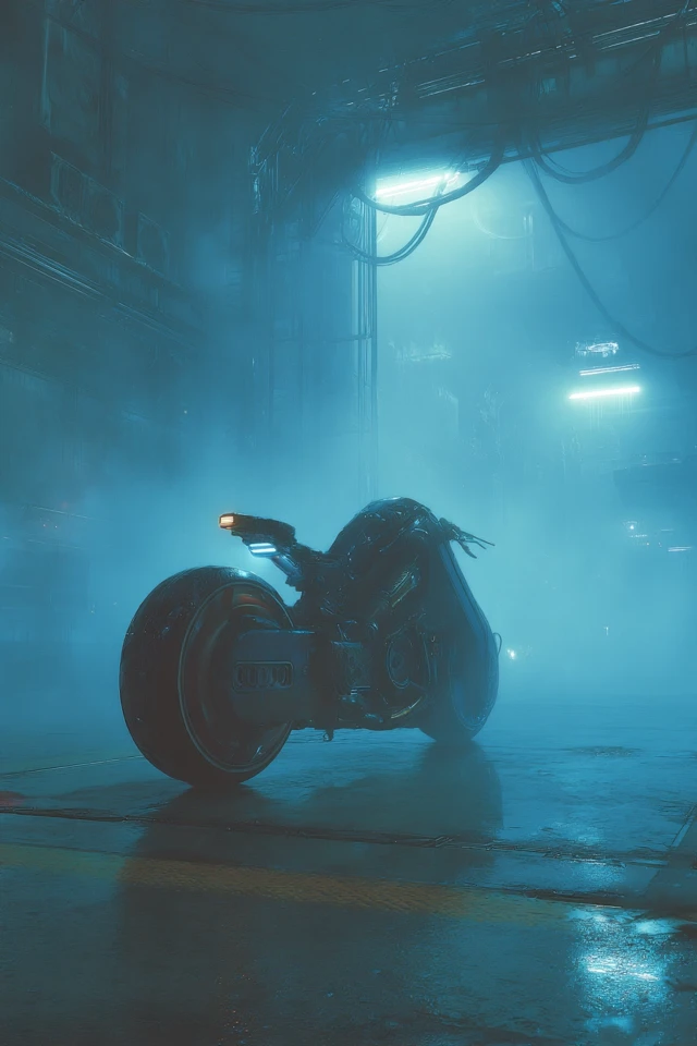 Futuristic Motorcycle in a Cyberpunk City