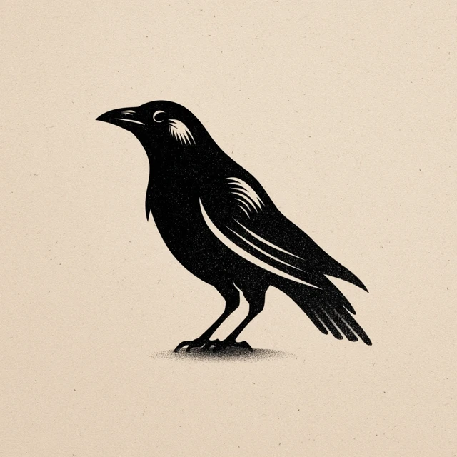 Minimalist Raven Icon Illustration