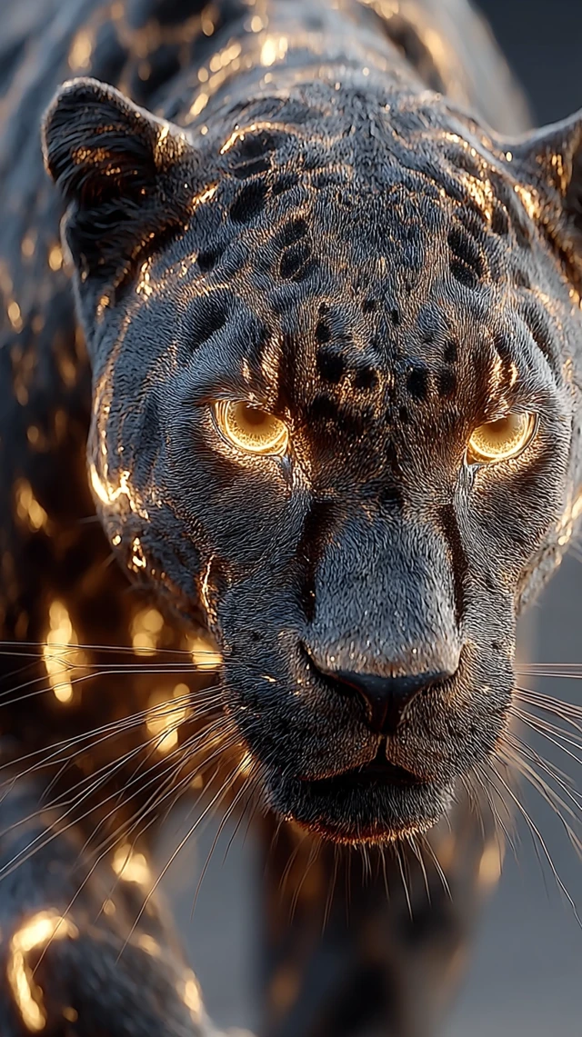 Fiery Black Panther Magma Ember Creature 4K