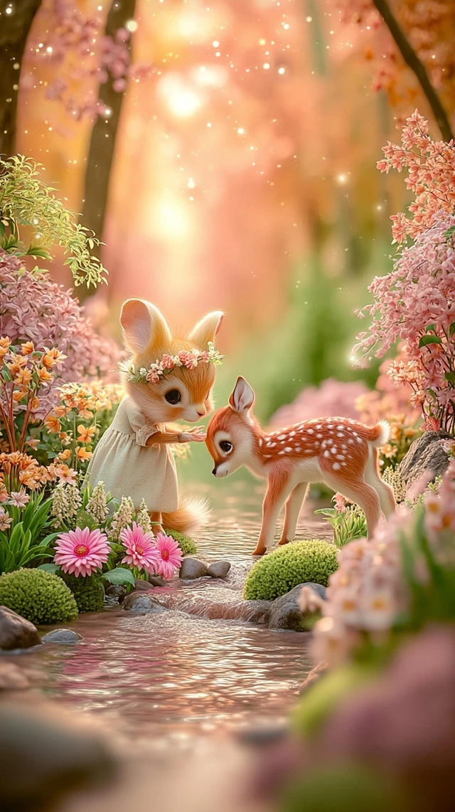 Squirrel Girl and Fawn Forest Friendship Illustration