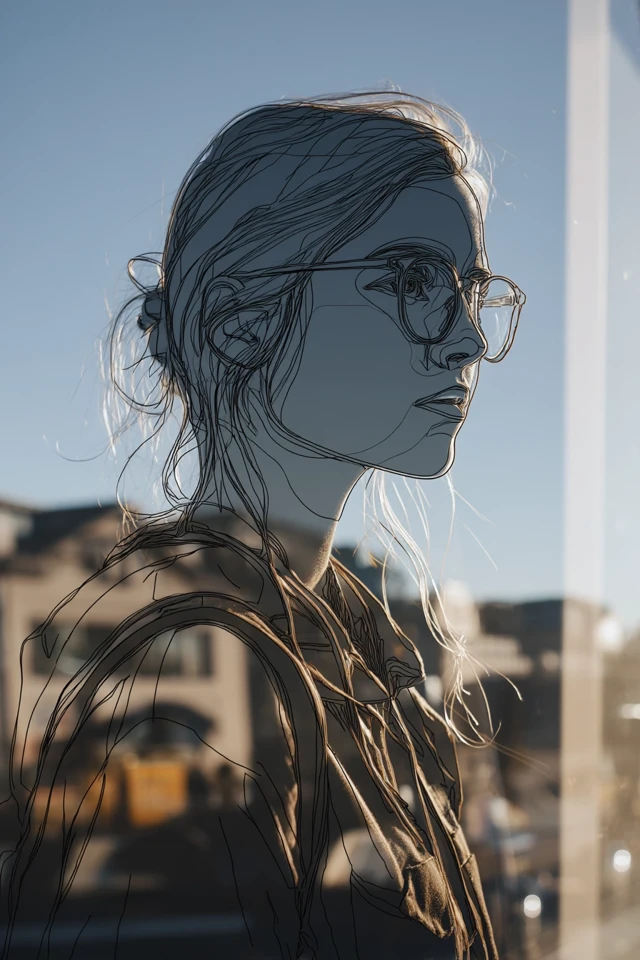 Girl in Outlines: Cityscape Portrait