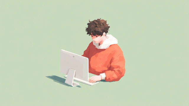 School Kid in Virtual Classroom Vector Illustration