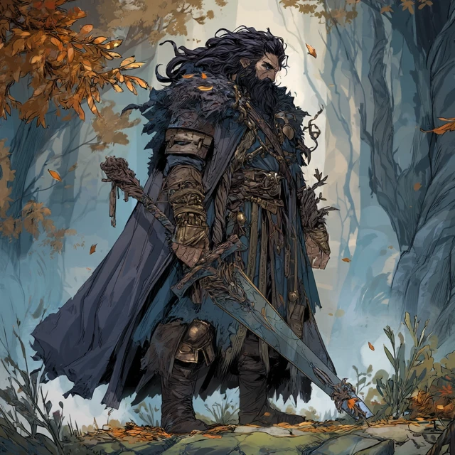Brooding Warrior in Gothic Forest