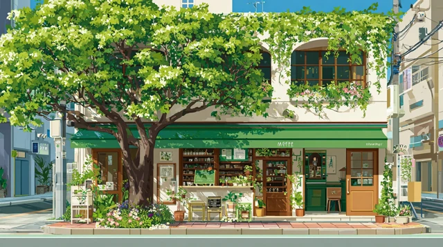 Anime Cafe in Tokyo Art Illustration