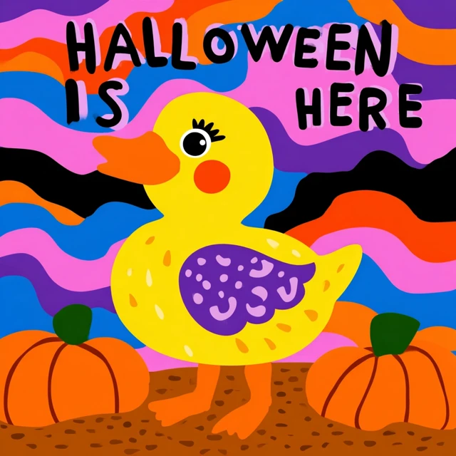 Halloween Duck Logo Illustration Neon Colors