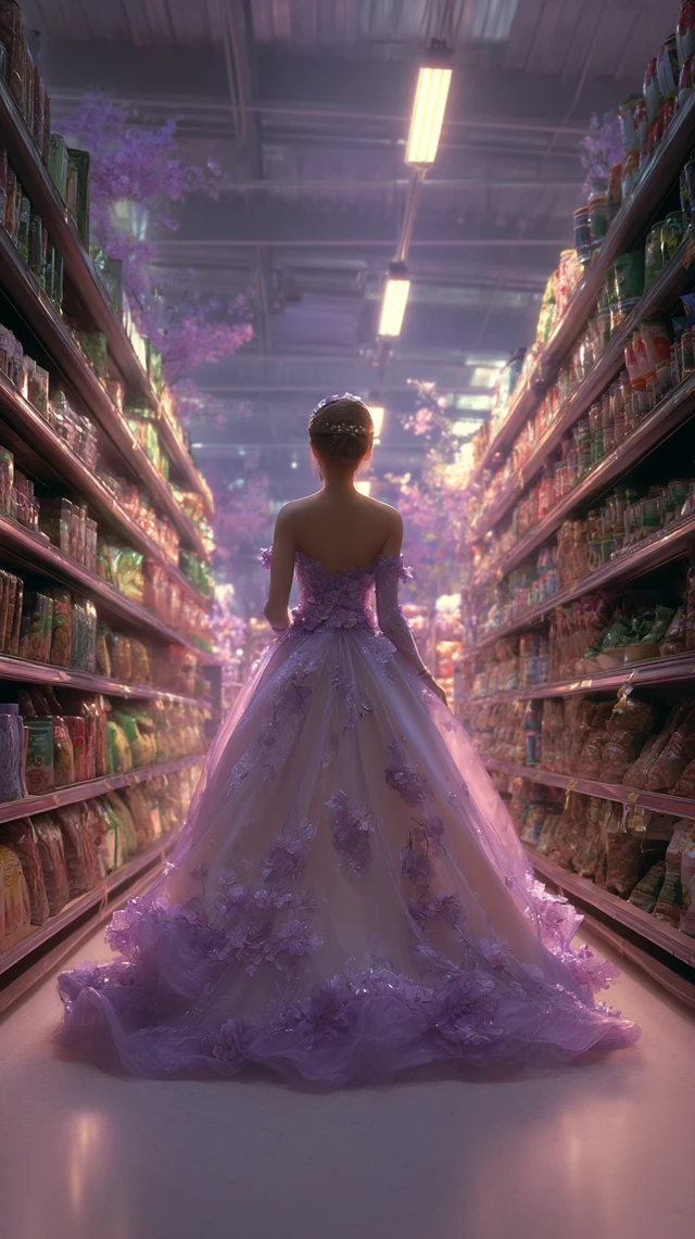 Floral Queen in Grocery Store Dreamy Magical Art