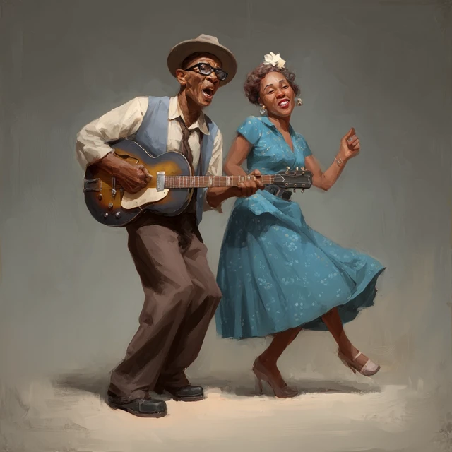 Blues Musicians Mississippi Performance Illustration