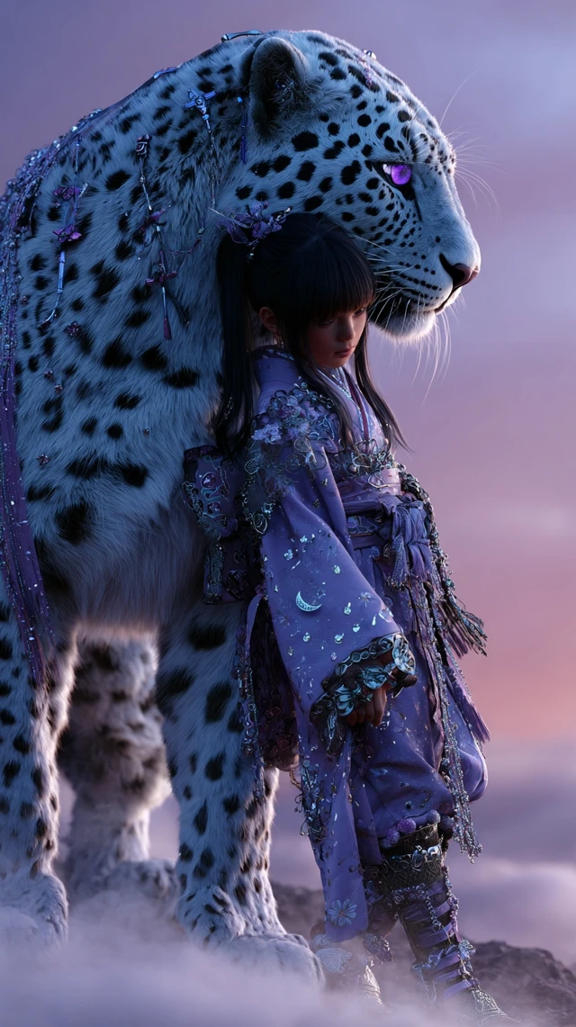 Divine Guardian Leopard and Child Fantasy Art